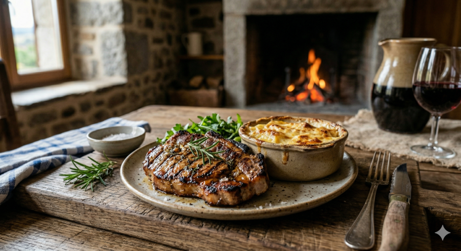 L'échine de porc grillée et son gratin dauphinois